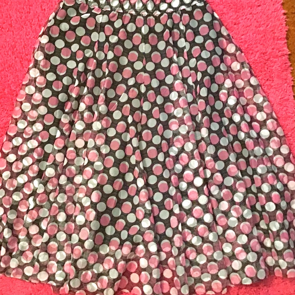 NWOT Pink, Black, And White Polka Dot Elastic Waist Lace Skirt.